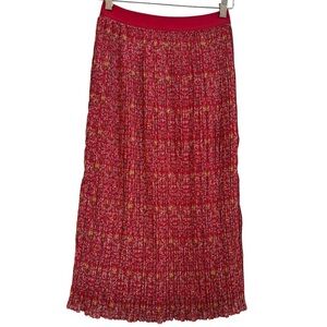 Beyond Words Hot Pink/Red Floral Pleated Skirt Size Small